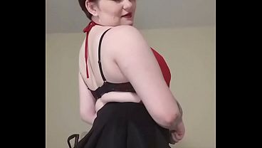 Get it out, cum with me - Goth babe striptease and squirt joi
