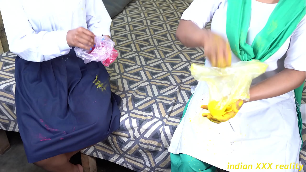 Threesome hand and blowjob with Indian and white girls while kissing