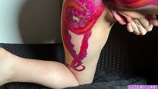 Download Video - Horny stepsister with octopus tattoo on ass caught jerking stepbrother and starts sucking and riding his dick until she gets a load of cum in her pussy