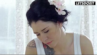 Tattooed Babe Gives Hot Oil Massage... Rubs His Oiled Ass Until He Can't Take It Anymore