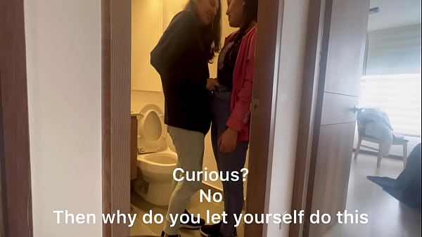 My friend leaves me alone at the hot aunt's house and we fuck in the bathroom