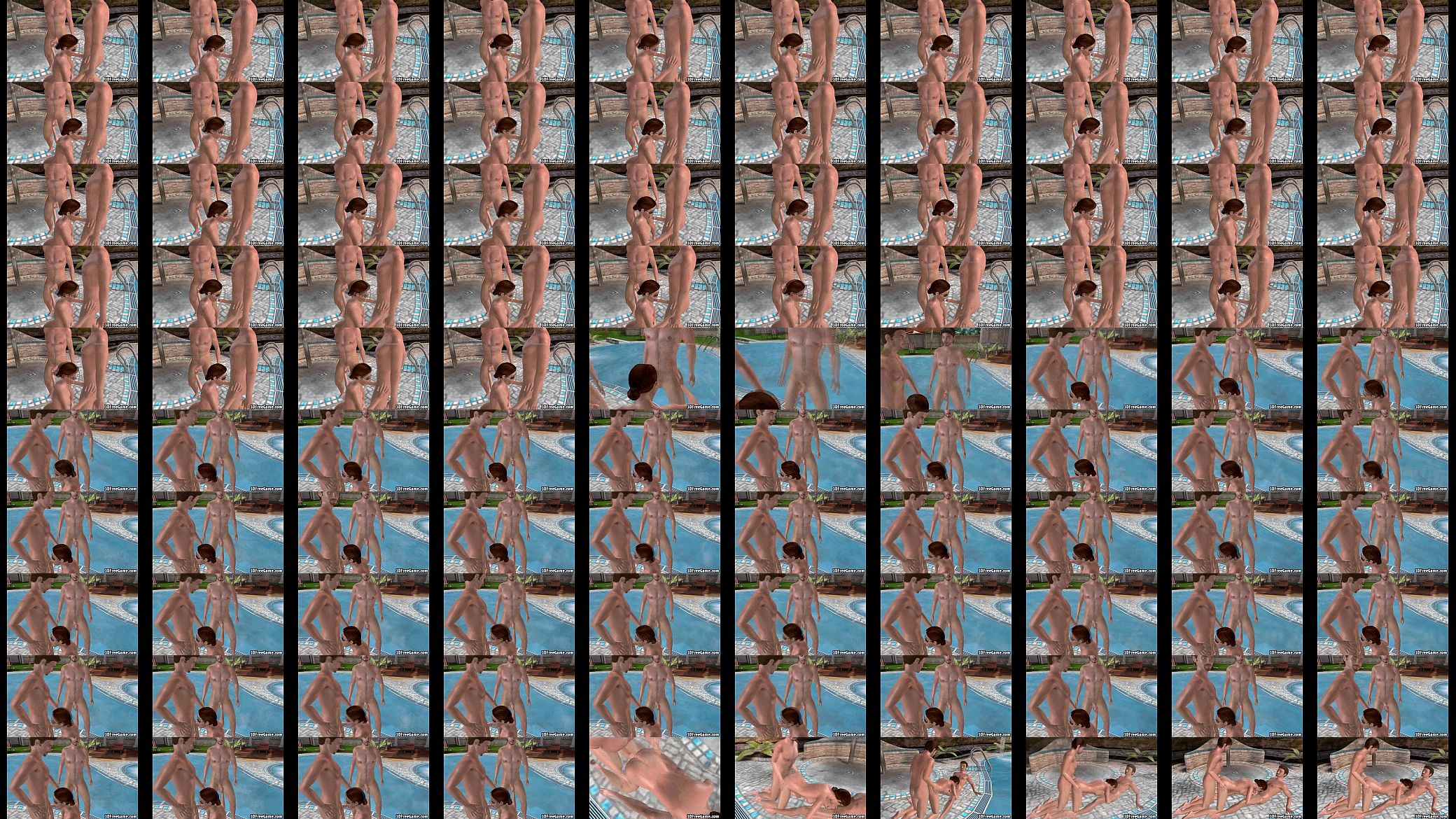 Foxy 3D brunette babe getting double teamed poolside 预览图
