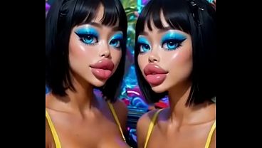 30sec AI Animation: Beautiful women kissing