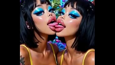 30sec AI Animation: Beautiful women kissing