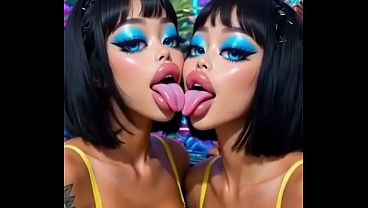 30sec AI Animation: Beautiful women kissing 29 sec