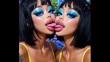 30sec AI Animation: Beautiful women kissing