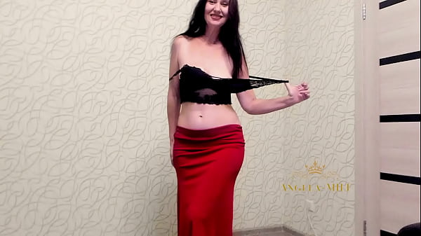 Horny brunette MILF shows off her huge tits and areolas to her fans / Angela-MILF
