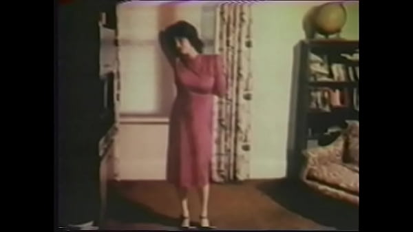 Adorable girl in sexy lingerie caresses her perfect breasts in an old movie