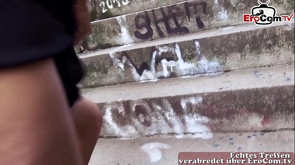 German skinny milf Slut pick up on street and fuck outdoor - REAL DATE pov