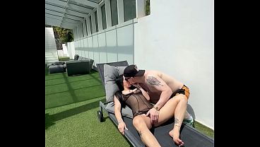 We escaped from the orgy to film behind the scenes and he cum all over my face