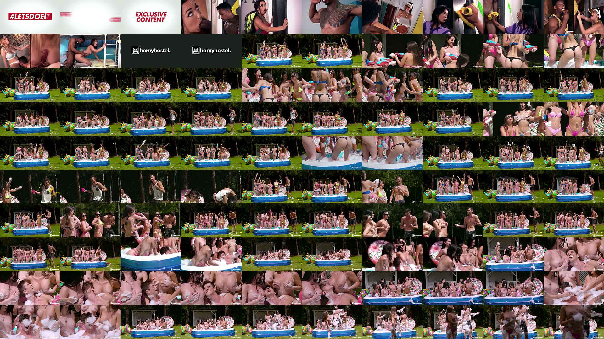 Group of Hostel Girls Strip Their Bikinis Off for a Soapy Foam Fight in the Pool 预览图