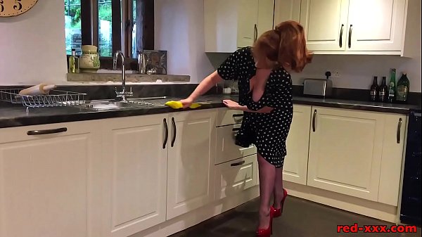 Red XXX fucks the rolling pin in the kitchen
