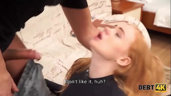 Debt4k. Ginger sucks dick and spreads legs after takes a loan for new TV