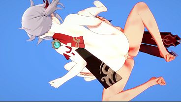 原神インパクト ヤオイ 3D - カズハ×タルタリア 大きなペニスとアナルに中出しする宣教師 - 日本のアジア漫画アニメゲームポルノ