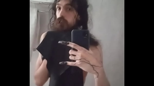 feminine boy with big cock in mirror