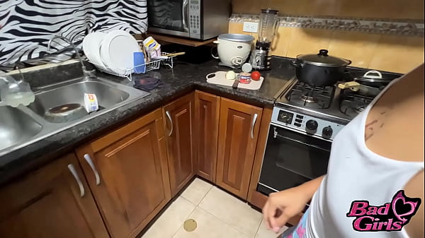 Beware Perverted guy fucks innocent girl in the kitchen Hot blonde is filled with semen