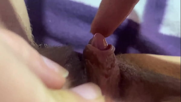 thumb huge clit orgasm closeup