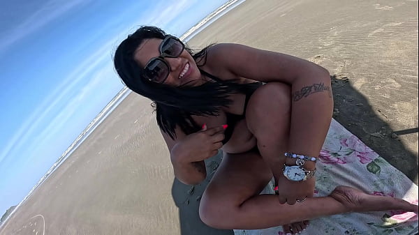 Getting ready in public, street vendors recognize my little whore and of course we get ready on the beach