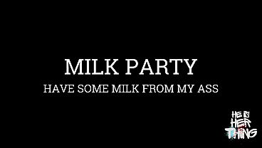 Mistress Irena Mur's Milk Party: Slave Drinks Milk From Her Ass