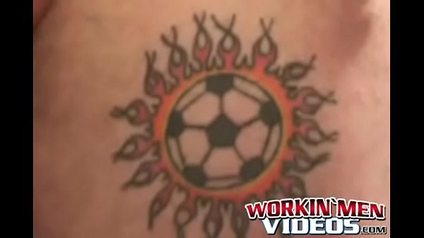 Inked bald guy shows off cock stroking skills a...