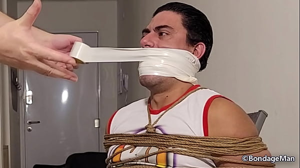 Rod Lemos tied up and gagged cumming | Behind t...