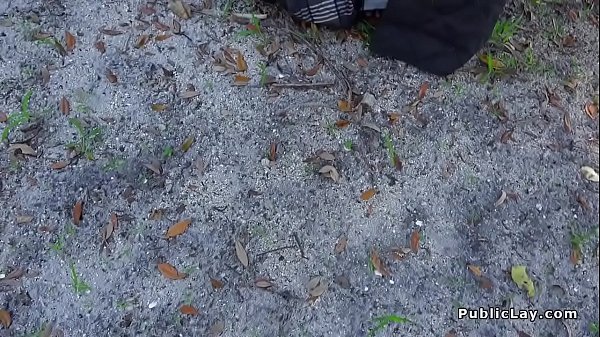 Tiny tits blonde fucks outdoor pov