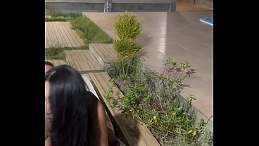 Amateur cuckold husband gave his hot young brunette wife a weekend to have sex with her well-endowed college friend at the couple's beach house, part 3.