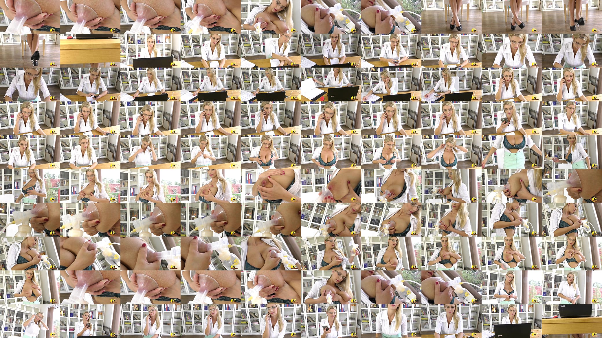 Join My in Office When I Use Pump Breast for Milking My Tits 预览图
