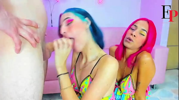 Latina teen with colorful hair! very deep delicious blowjobs