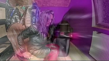 Dominant Leather MILF Whoopee Cushion Fetish. Shiny PVC Ass, Loud Fart Sounds and Dirty Sitting