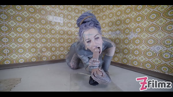Alternative TATTOO model masturbating with big toy