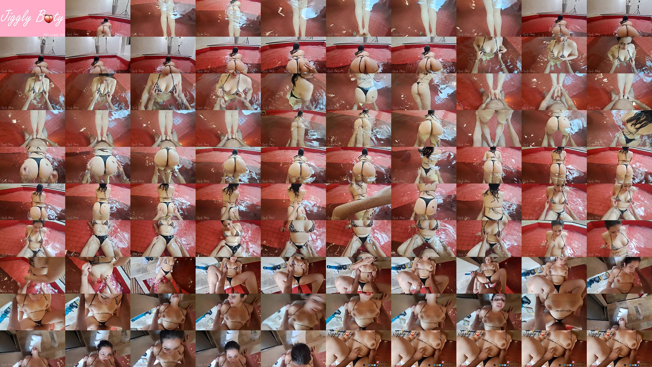 POV - Huge Ass Amateur Girlfriend Wearing A Tiny Bikini Perfect Natural Boobs Bounce During Some Poolside Missionary After A Footjob - FULL VIDEO ON RED - 预览图
