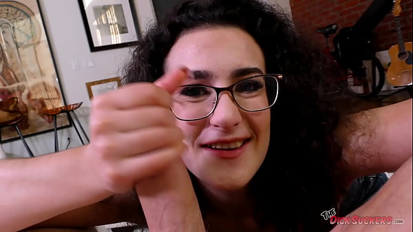 Nerdy college girl Lyra Lockhart takes a break from study session to suck off dude with huge load!