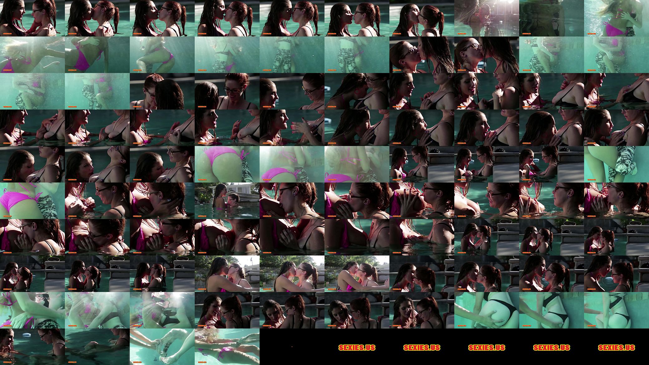 Sexy girl kissing hot friend in pool 预览图