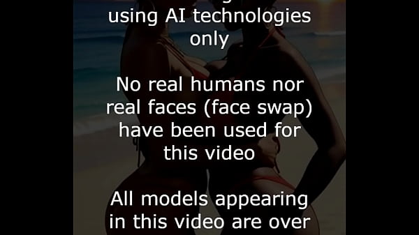 African girl kissing on the beach (Ai animation)