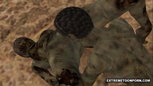 Two 3D Cartoon Zombie Lesbian Babes Fooling Around