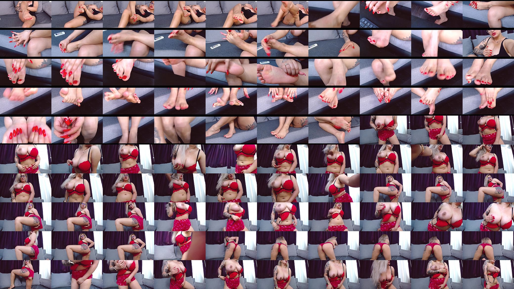 Busty red nails feet fetish and fingering pussy 预览图