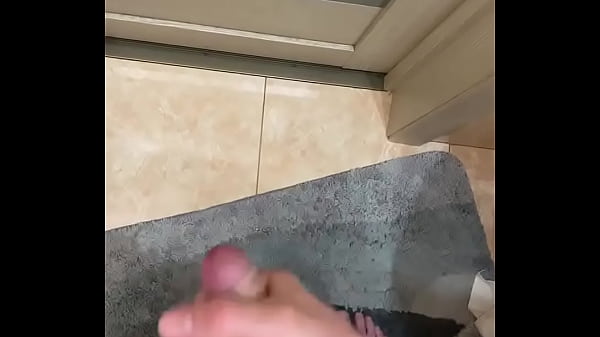 Cum on door in bathroom