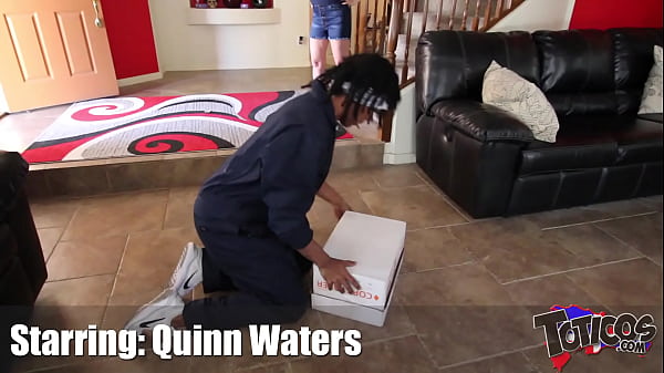 "You Broke my Cookie Jar!" Blonde w/ big tits gets pissed off and goes Karen on her black handyman then straddles his big black cock on the stairs. After doggystyle interracial fuck she swallows his cum on theshimmyshow episode 57 ft Quinn Water