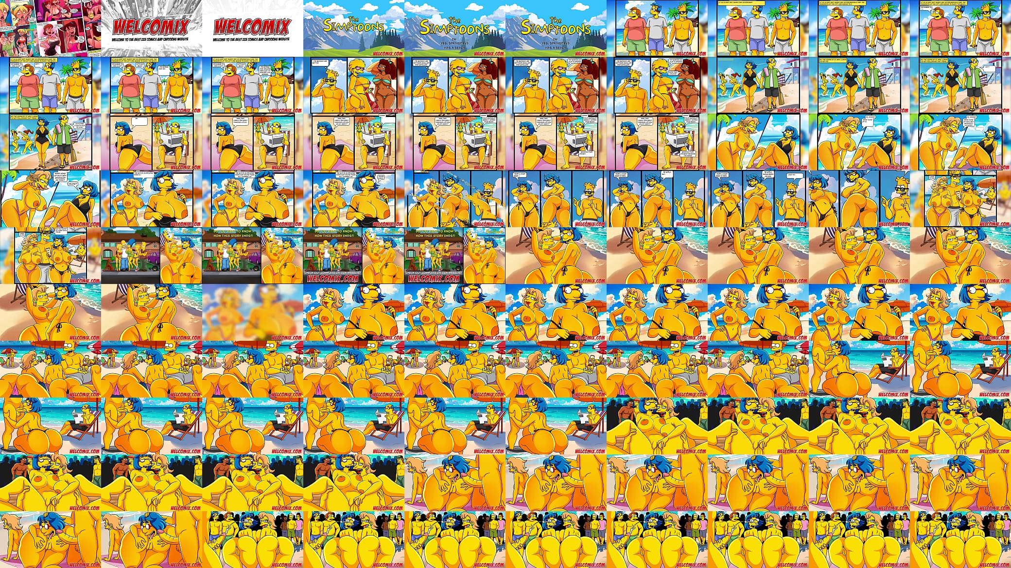 Hot girls with big BUTT on the beach! Yes, Springfield has a beach! Simpsons porn 预览图