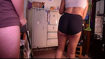 The cleaning lady lets me cum on her big ass in exchange for a few coins