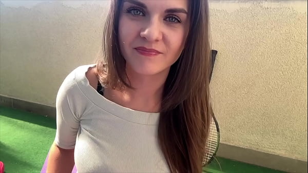 Stepmother can't Hold Cum and ask Stepson to Suck Her Massive Dick on Tennis
