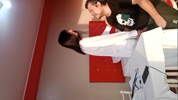 My favorite doctor agrees to thoroughly examine my cock, and I cum all over her.