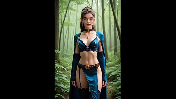 Brunette Forest Elf Poses in Cool Outfit and then Nude [AI]