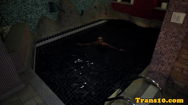 Download Video - Spex trans in a bikini plays with her bigtits