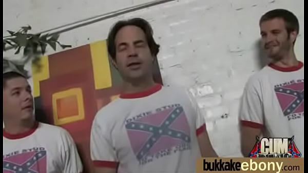 Hot ebony chick love gangbang interracial 3