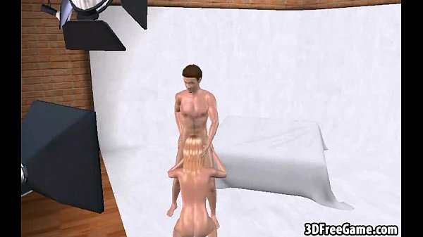 This sexy 3D blonde babe with big tits is riding a big cock