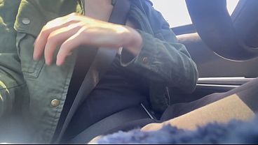 European Stepmom Artemisia Love Hot solo Car Ride Flashing her Big Tits for the camera Slow mo
