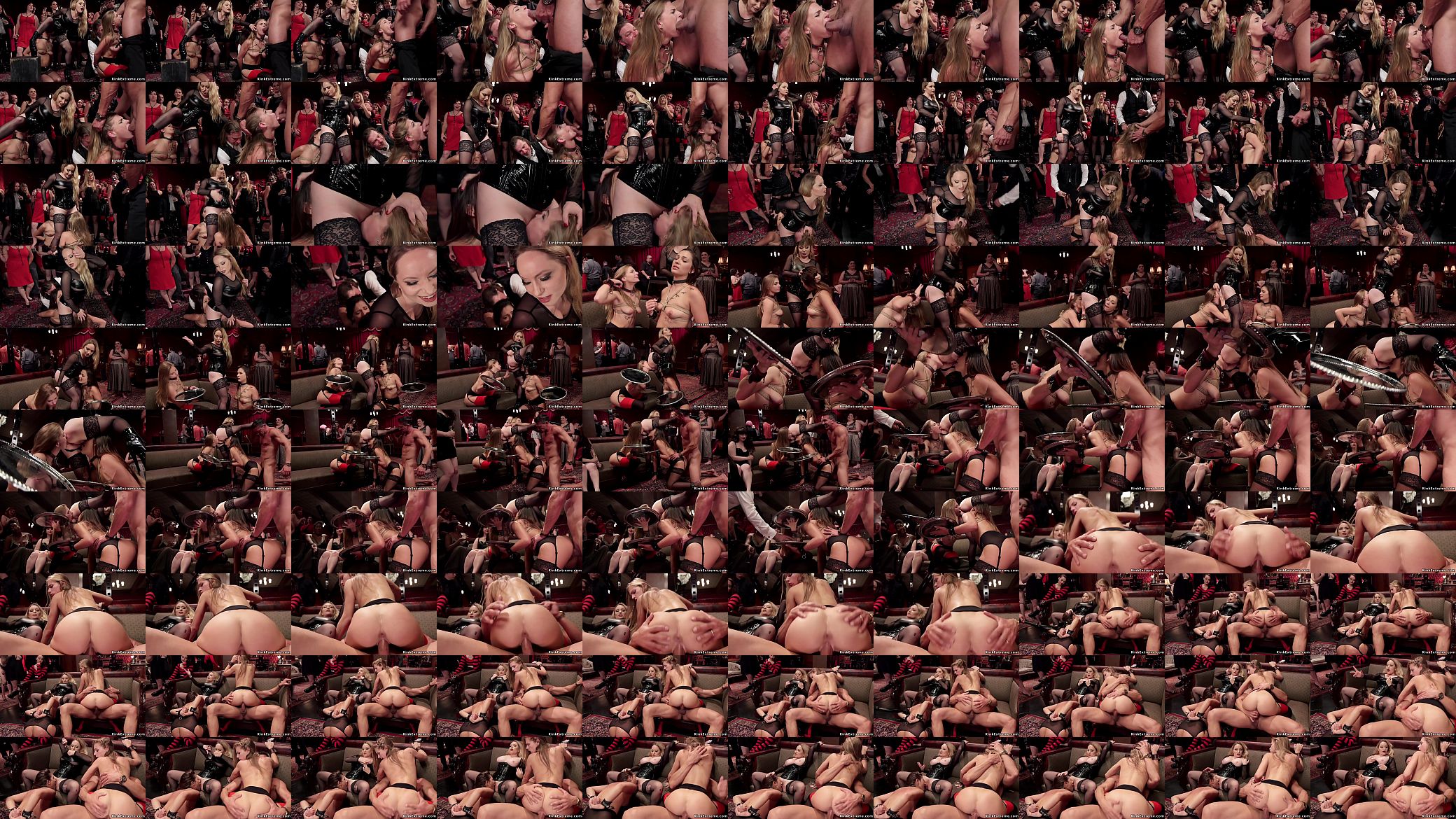 Two slaves licking mistress in orgy 预览图