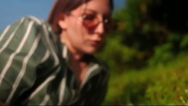 giving a huge cock a blowjob in public